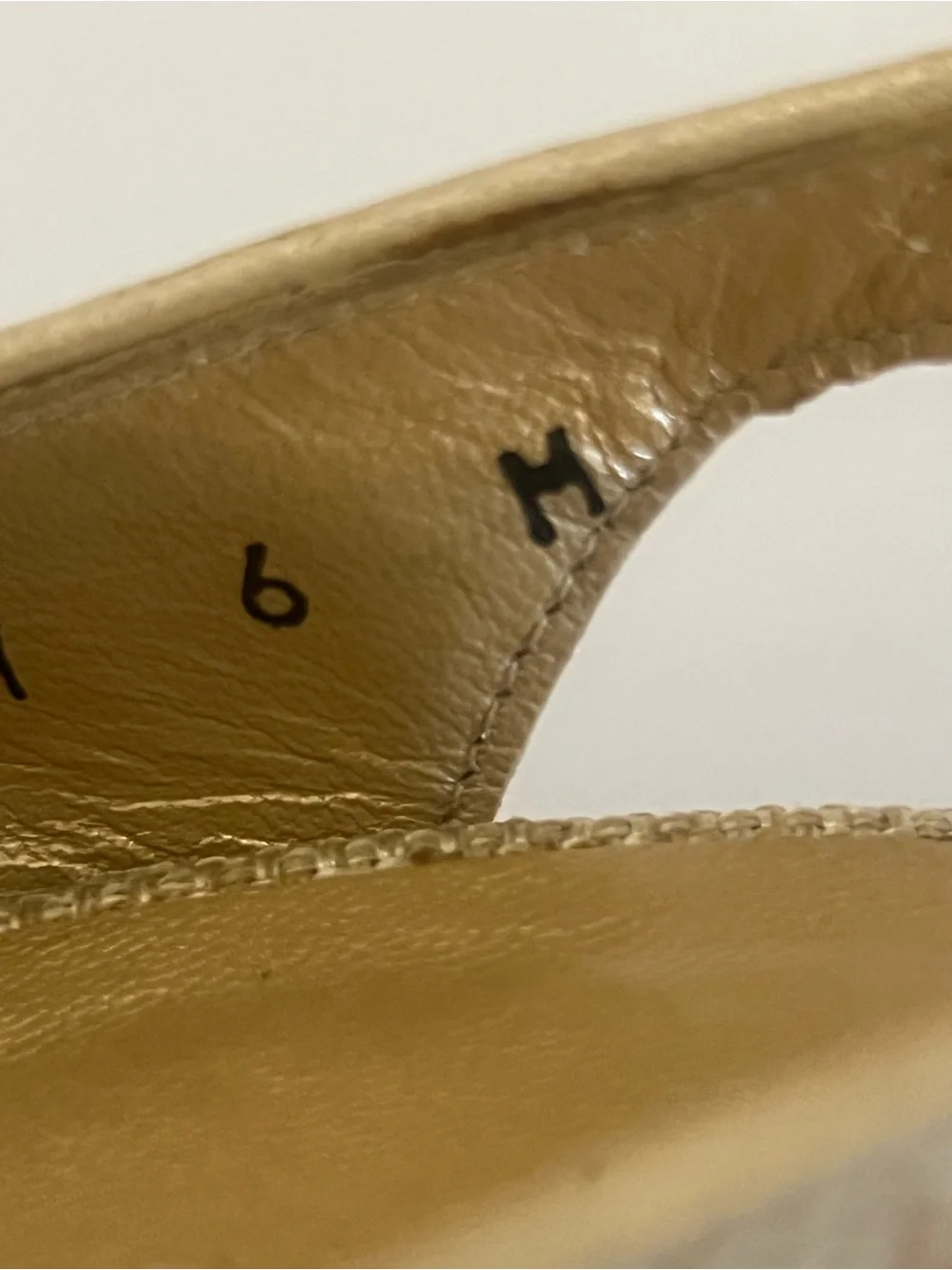 Stuart Weitzman Metallic Gold Peep-Toe Wedge Slingbacks - Picture 14 of 16